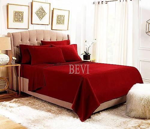 Image of BEVI - Home Premium Solid Plain Single Bedsheet with 1 Pillow Cover 300 TC Microfiber for Single Bed | Size (60 inch x 90 inch) Maroon