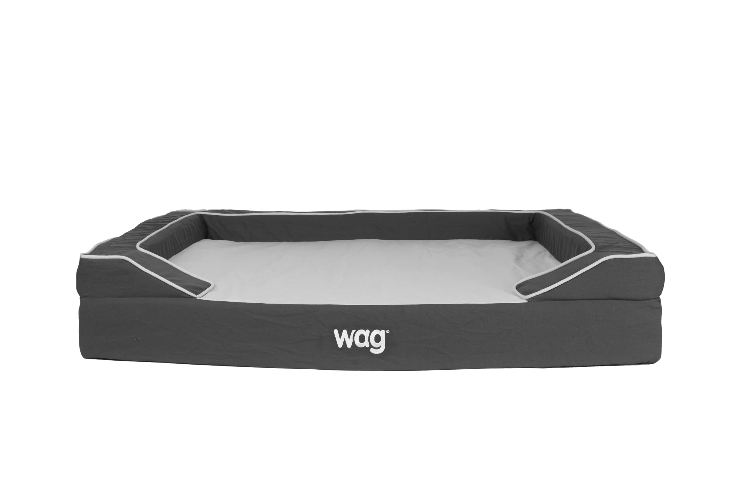 Luxe Dog Bed by Wag | Quad Layer Technology with Memory Foam, Orthopedic Foam, and Cooling Gel. Machine Washable Cover. Gray, Large