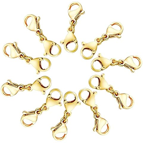 Qulltk 10 Pack Double Lobster Clasp Necklace Clasp Classic Double End Design Necklace Clasps and Closures, Necklace Extender Double Claw Connector Suitable for Jewelry Chain Cover