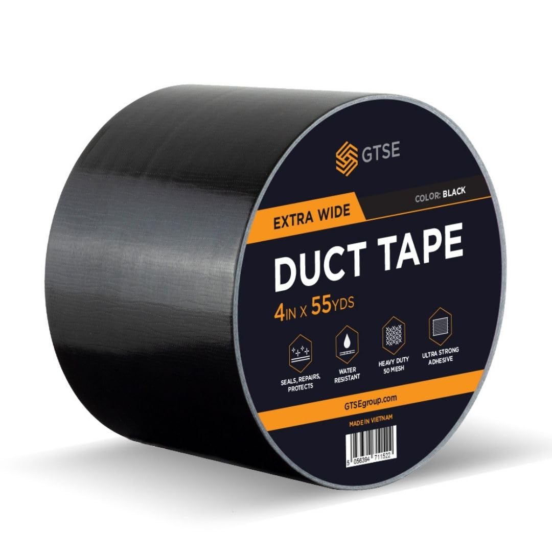 GTSE - Gewebeband Schwarz - 100 mm x 50 m - strapazierfähiges Panzerband - wasserdichtes Klebeband zum Reparieren, Befestigen, Bündeln, Verstärken und Abdichten - 1 Rolle