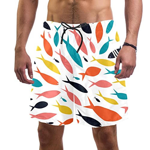 Maillots de bain pour hommes HadHfun à motif poissons colorés
