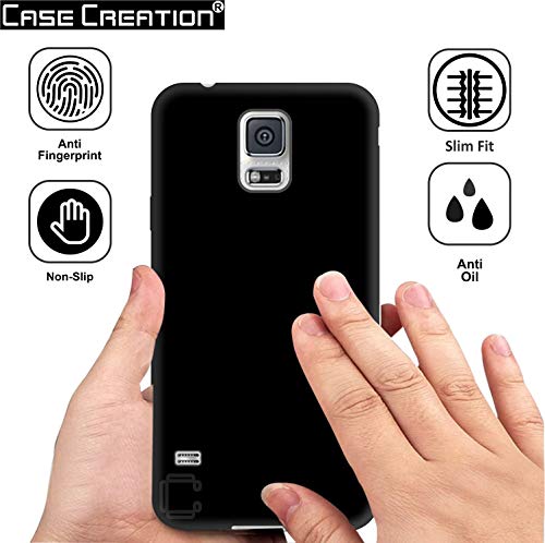 Image of Case Creation for Samsung Galaxy S5 2014 Back case, Samsung Galaxy S5 Slim Flexible Smart Look case with 360 Camera All Angle Protection (Pure Black)