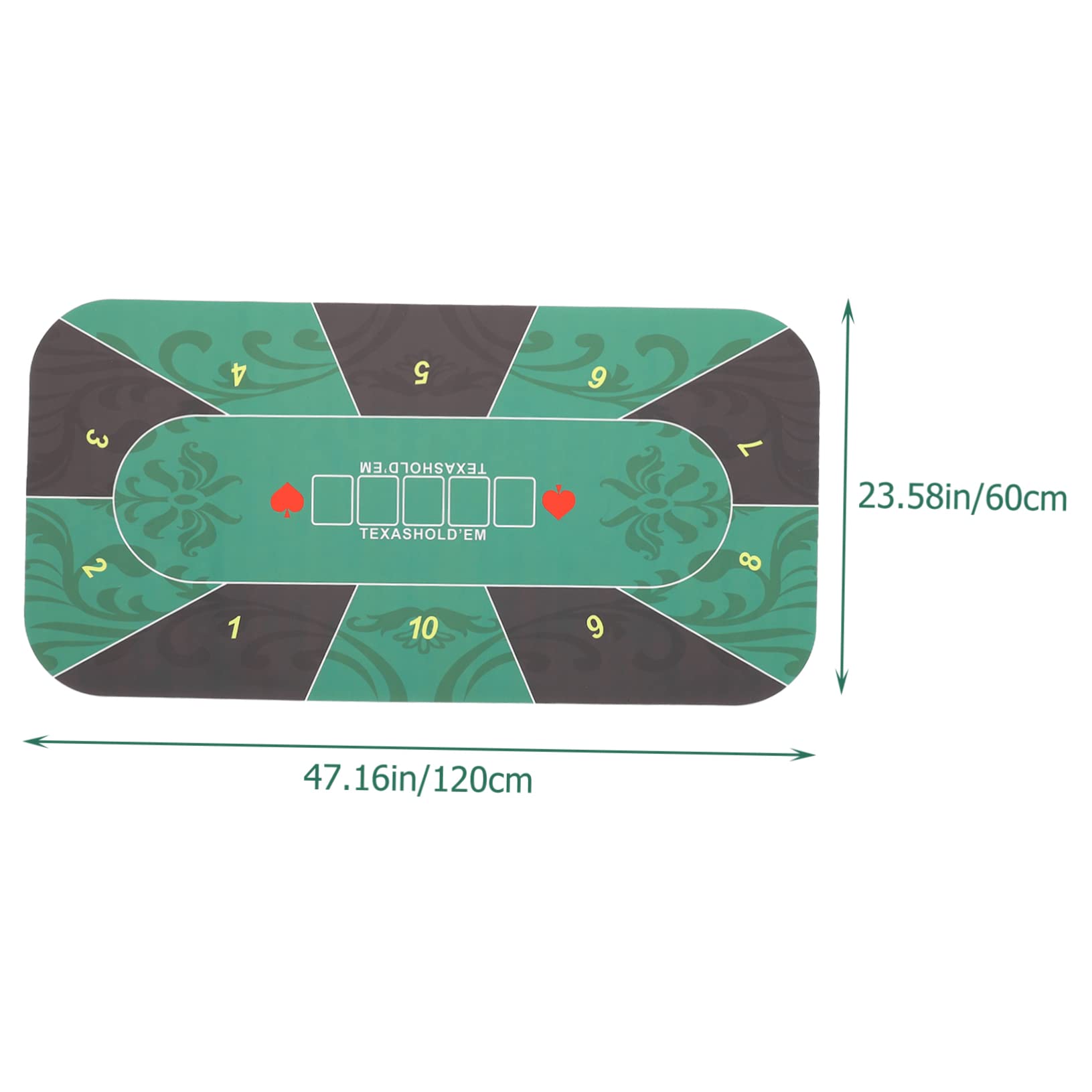 Rechteckige Poker Tischunterlage aus Gummi für 10 Personen Grün