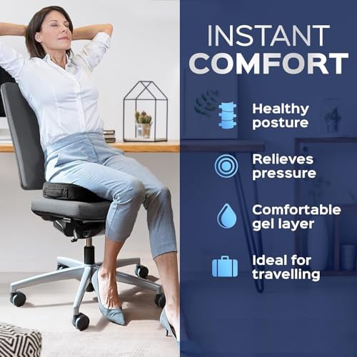 Image of DUNGRANI Ortho Pro Max Seat Cushion for Tailbone, Coccyx, Hip, Sciatica Pain Relief | Office Chair, Car Seat, Upto 125kg | 600+ Cooling Air Vents | Patented SmartGRID | Washable Cover (Design 8)