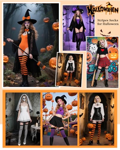 Image of Century Star Thigh High Socks Long Over Knee High Socks for Women Casual Athlete Striped Knee High Stocking