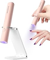 Vista 12 de Luz UV para uñas de gel, mini lámpara LED U V de mano con soporte, secador de uñas portátil recargable USB inalámbrico, luz de uñas con 2