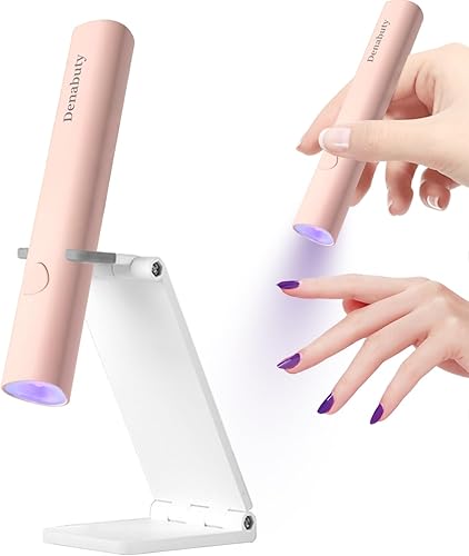 Miniatura 9 de Luz UV para uñas de gel, mini lámpara LED U V de mano con soporte, secador de uñas portátil recargable USB inalámbrico, luz de uñas con 2