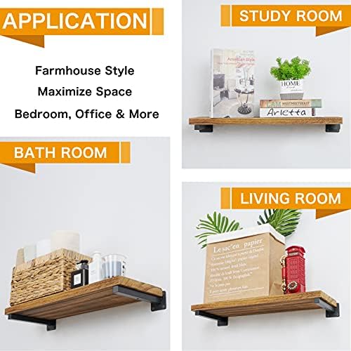 EZYDECOR Heavy Duty Shelf Brackets 4 Pack Iron Metal Wall Mounted Floating Shelf Bracket Farmhouse Furniture Decorations Hardware Included (6") Black