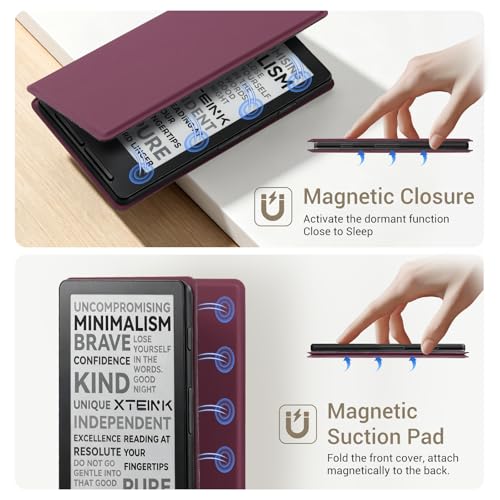Image of CoBak Magnetic Case for XTEINK X4, Ultra-Lightweight Protective Cover for Xteink X4 E-Reader, Secure Magnetic Attachment(Grape Red)