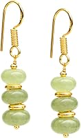 Gempires Handmade Lightweight Dangle Earrings - Hypoallergenic 14K Gold Plated Quartz Gemstone Beaded Jewelry for Women