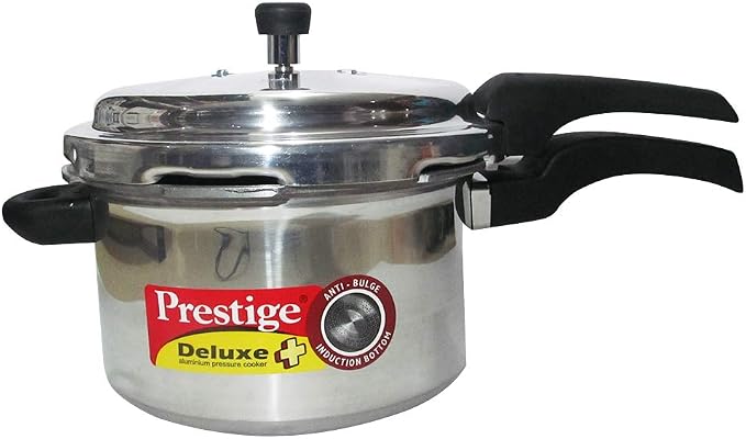 Prestige Deluxe Plus 5 Litre Pressure Cooker|Aluminium|Double Screw Durable Handles|Exclusive Pressure Indicator|Induction Compatible-Silver : Amazon.ae: Kitchen