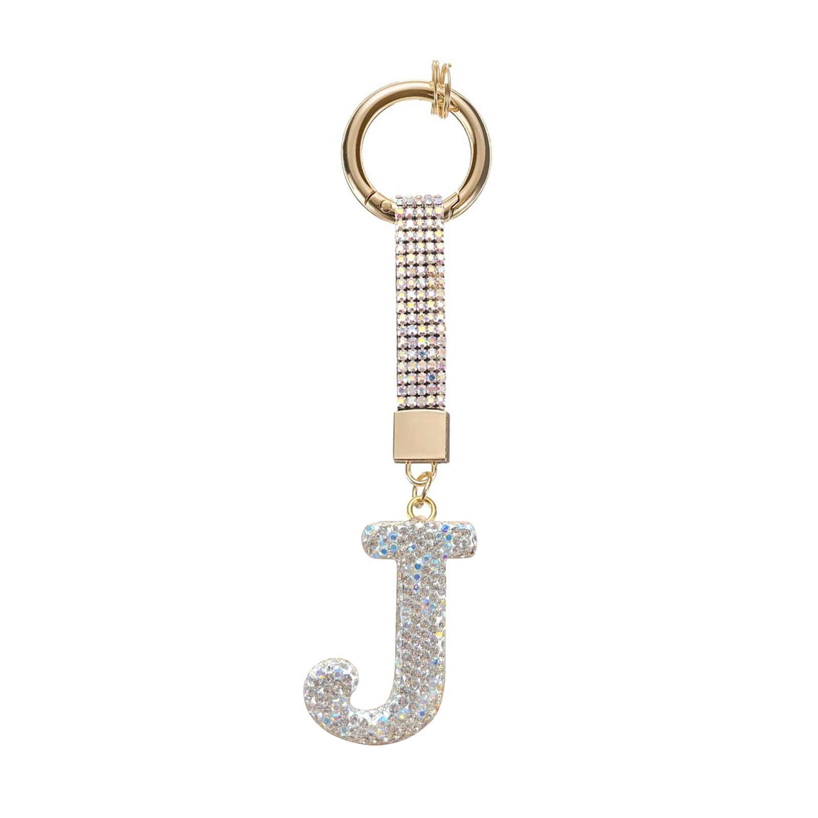 APGLSXY Glittering Initial Charm Keyring Premium Alloy Pendant Individualized Bag Decoration Keyrings Pendant for Adults Rhinestones Letter Keychain