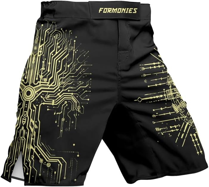 FORMONIES Cyber Viking Men Fighting Shorts for Boxing MMA BJJ Jiu Jitsu Shorts Men Kickboxing Shorts