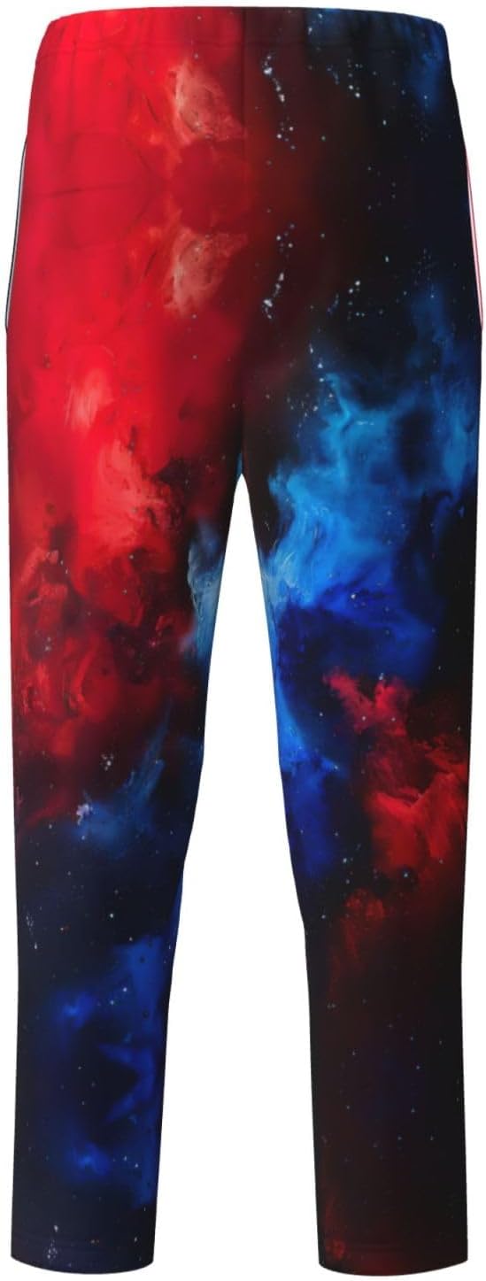 Red Blue Galaxy Print Comfortable Pajama Pants,Teenagers Pajama Pants,For Both Lounging At Home And Outings