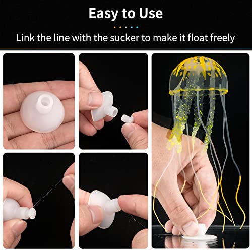 Uniclife 6 PCS Colorful Jellyfish Ornament with Glowing Effect Imitative Aquarium Decoration Addition Lifelike Realistic Silicone Floating Decor for Fish Tank Landscape - Image 7