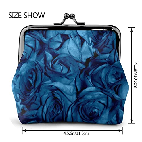 Coin Purse Blue Rose For Women Men Wallet Bag Change Pouch Small Size With Kiss-Lock Clasp Closure Buckle Wallet #TOP4