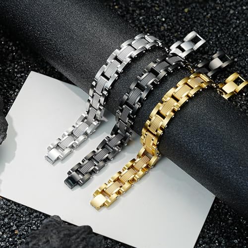 Pulsera para hombre de acero inoxidable con diamante negro miniatura 3