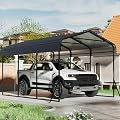 Carport Canopy 10x15 Heavy Duty,Metal Carport with Reinforced Structrure and Base,Outdoor Garage Car Shelter Frame for Pickup, Boat, Car and Tractors