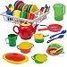 IQ Toys Incredibly Realistic Pretend Play Dish Set - Complete Service For 4 With Drainer; Bright Colored Set of 40 Pieces