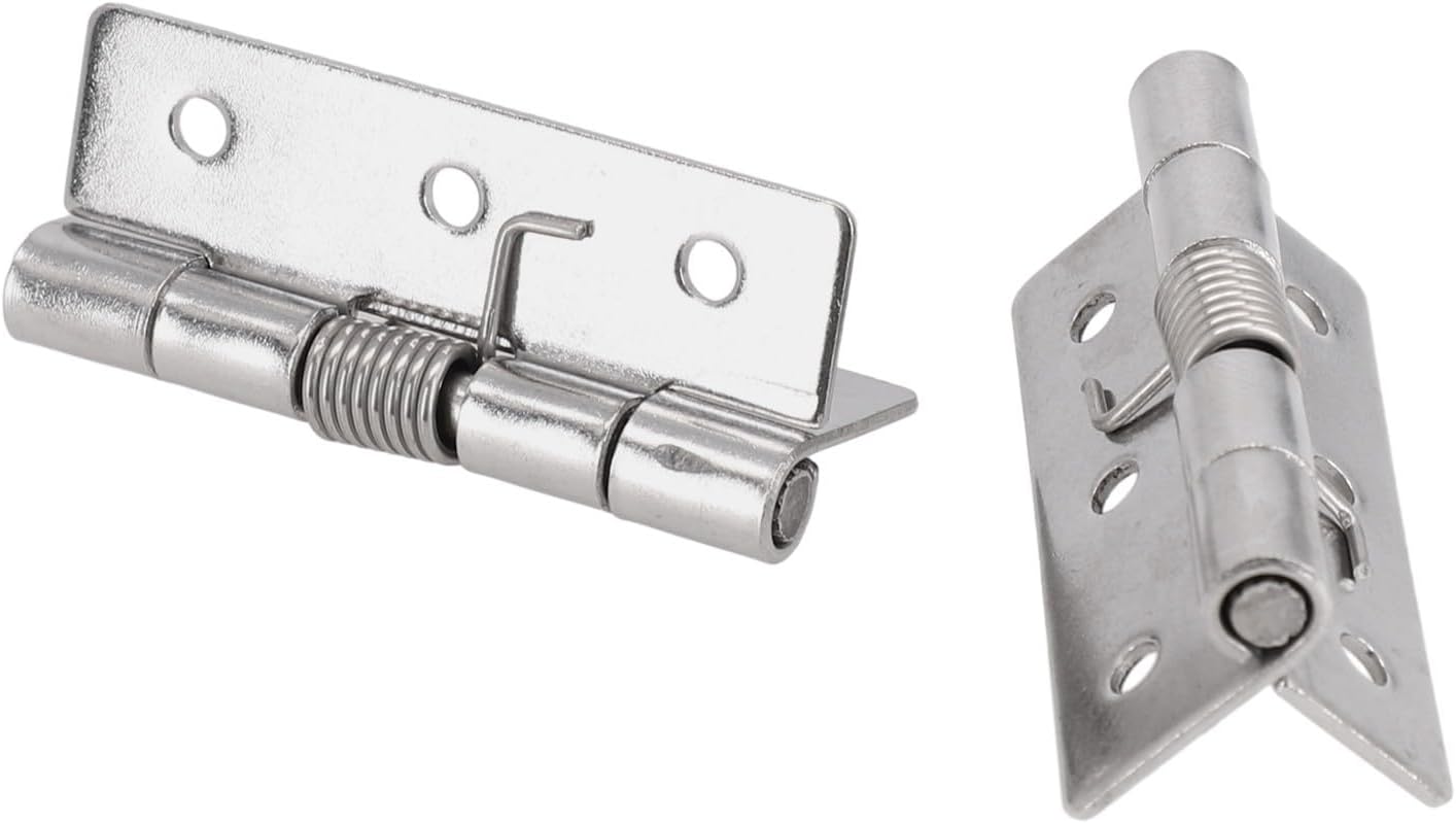 2 pack Self Closing Spring Door Hinges 304 Stainless Steel Silver Brushed Finish for Cabinets Jewelry Boxes Instrument Cases Automatic Close Hardware 1 to 4 Inch(2.5 Inch)