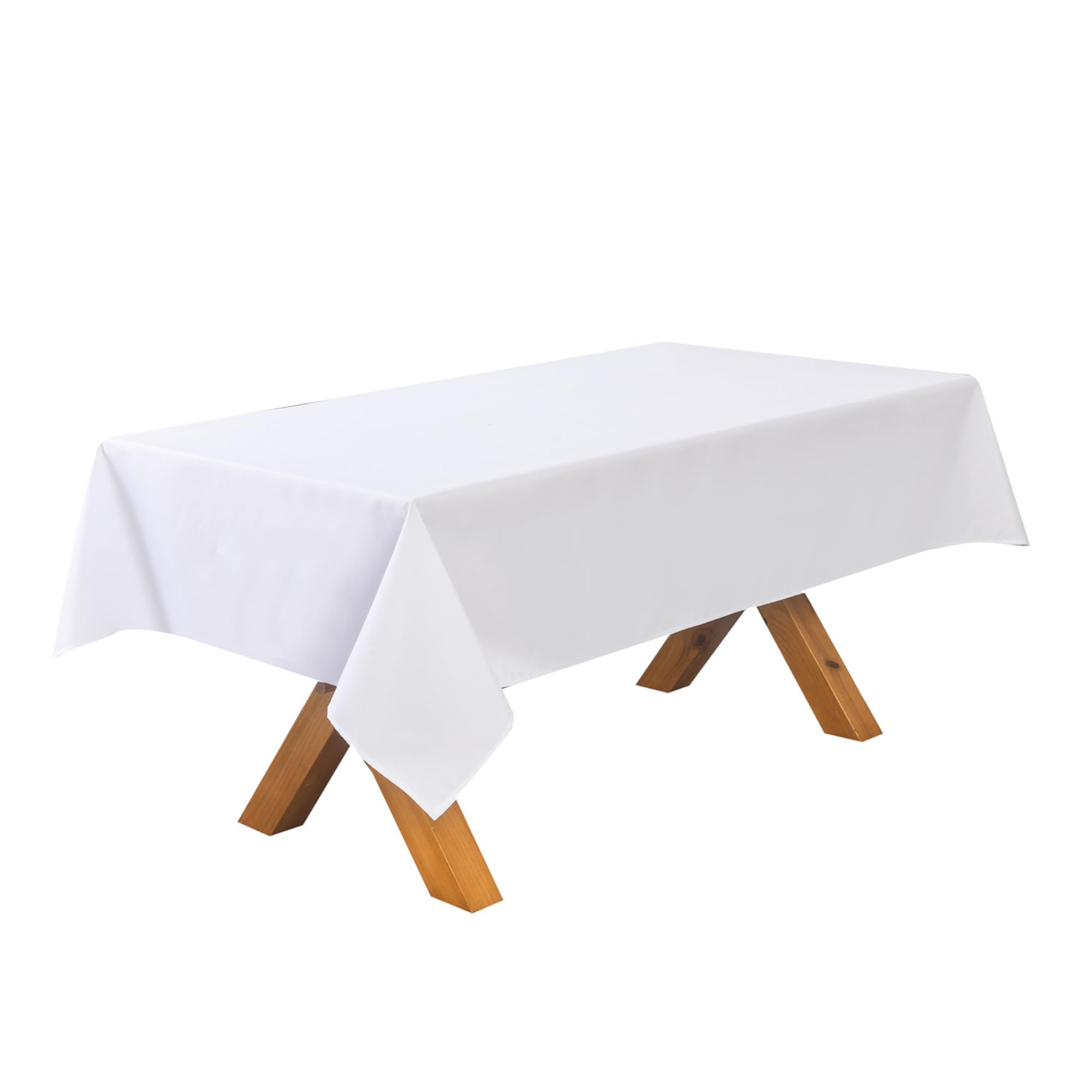CHARKHAH Durable Polyester White Tablecloth With Wipe-Clean, Spill-Resistant Surface. Rectangular 150x300cm, Washable & Reusable — Perfect For Indoor & Outdoor Dining.