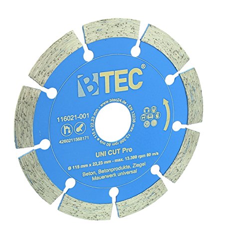 Disque à tronçonner diamanté BTEC UNI CUT Pro - 115 mm - Pour couper le béton, la brique, la maçonnerie et d'autres matériaux Cover