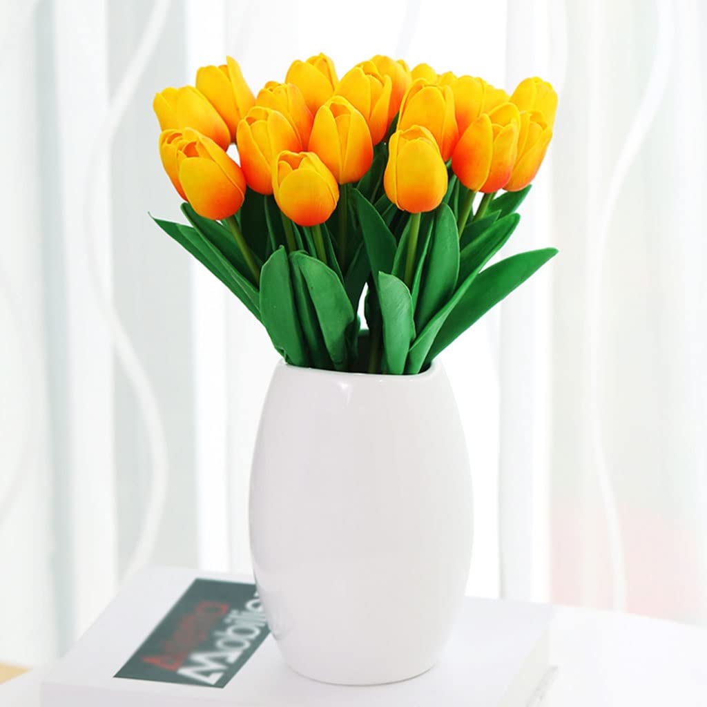 Künstliche Blumen Tulpe Künstliche Blume mit Vase echte Touch Künstliche Blumenstrauß Gefälschte Blume Set for Hochzeitsdekoration Home Garnen Dekor Künstliche Blumen wie Echt (Color : B)