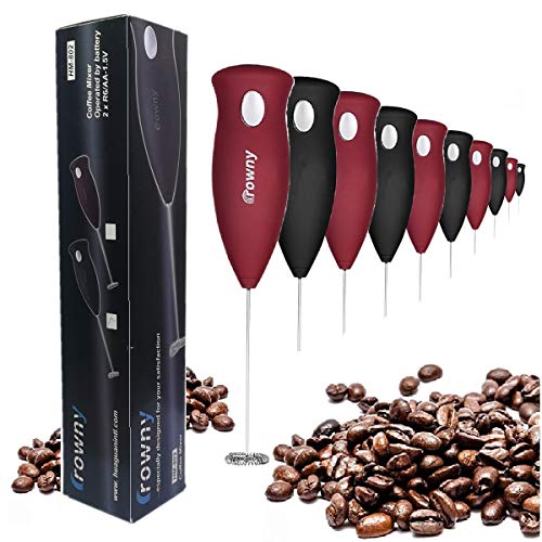 ALINMEI One Touch Milk Frother Handheld,coffee Whisk Battery Operated Electric,coffee stirerrs,Foam Maker For Coffee, Latte, Cappuccino, Hot Chocolate, Durable Drink With Stainless Steel Whisk, (BLACK)