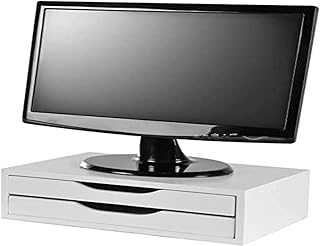 Suporte de Monitor 2 Gavetas, Mdf Branco - Souza & Cia (Ref: 3340)