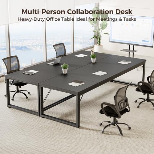 Image of Mericonia 63 Inch Computer Desk, 1 inch Thick Large Office Table, Black