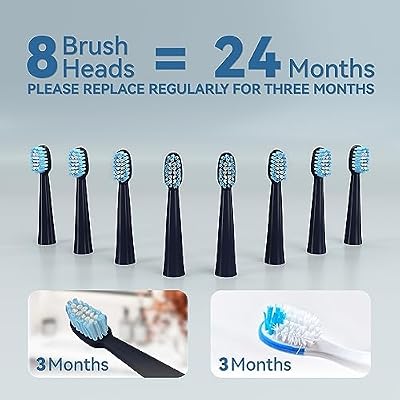 7AM2M Sonic Electric Toothbrush for Adults and Kids- High Power Rechargeable Toothbrushes with 8 Brush Heads,5 Adjustable Modes, Built-in 2-Minute Smart Timer,4 Hours Fast Charge for 30 Days(Navy)