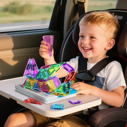 Image of Travel Magnetic Tiles Set Kids: 40pcs Blocks Iron Box Carry,45s Storage