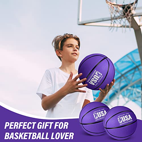 Lenwen 2 Pieces Official Size Basketball Size 7 Indoor Outdoor Rubber Basketball For Game Practice Training Basketball With Pump For Youth Teens Adults Kids (Purple) #TOP6