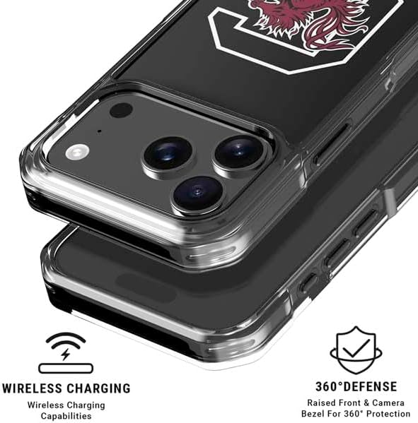 Skinit Clear Phone Case Compatible with iPhone 17 Pro Max - Officially Licensed University of South Carolina Gamecocks Logo Black Design