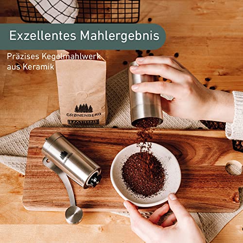 Groenenberg Spar-Pack 2 | Kaffeemühle manuell + Espressokocher Induktion 6 Tassen Edelstahl | Handkaffeemühle… – Bild 4