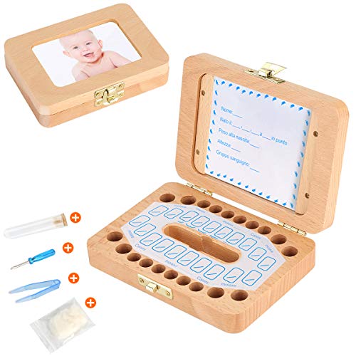 Luchild Denti box Scatola dei Ricordi per Denti da Latte dei Bambini(Versione Italiana) Scatoletta di Memoria Scatolina Porta Dentini