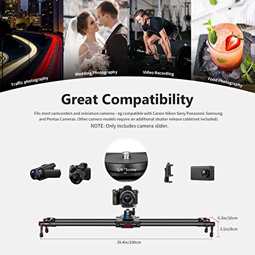 Neewer 39.4”/100Cm Motorized Camera Slider, App Wireless Control Carbon Fiber Dolly Rail Slider, Support Video Mode, Time Lapse Photography, Horizontal, Tracking And 120° Panoramic Shooting (Er1-100) #TOP4