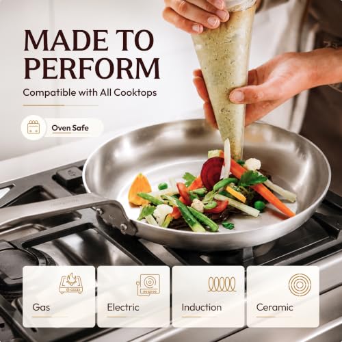 Image of Mauviel M'Steel Black Carbon Natural Nonstick Frying Pan With Iron Handle, 11-in, Suitable For All Cooking Surfaces, Made in France