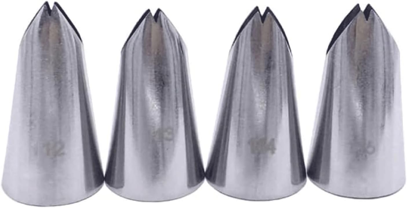 5 Pcs Cake Piping Nozzles Medium Leaf shape Piping Tips Stainless Steel Cake Piping Decorating Icing Dispensers Sets