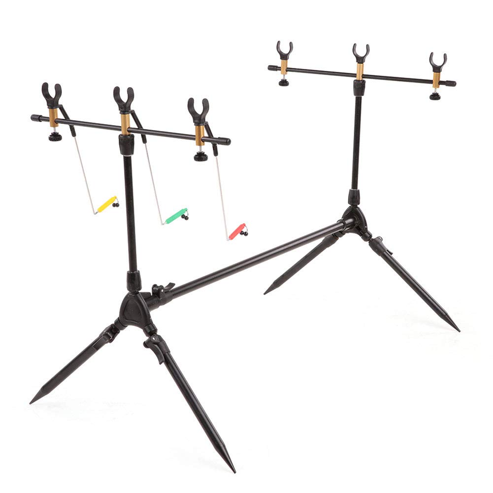 AKT Estante de Cañas de Pescar Soporte para Caña de Pescar + Bolsa Accesorios para Herramientas de Pesca Soporte de Poste