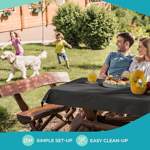 Exquisite Basic Black Plastic Table Cover Roll 40" X 300' Table Cloth Plastic Cover Roll - Economy Value Banquet Rolls - Disposable Tablecloth Rolls