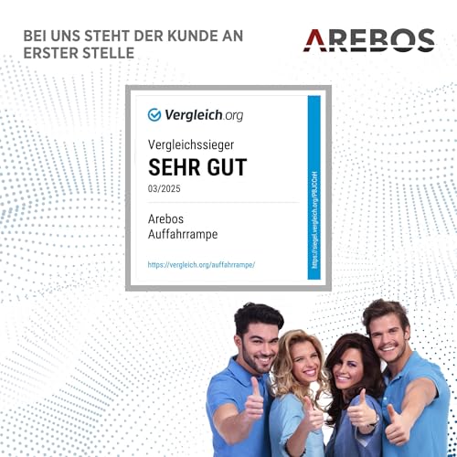 Foto von Arebos 2X Auffahrrampe mit hydraulischem Wagenheber | XXL PKW Hebebühne KFZ Rampe 257 mm Auffahrbreite | Auffahrbock Hebeplattform mit Sicherheits-/ Überdruckventil | Höhenverstellbar 2 T | Rot