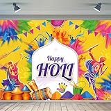 CGXINS 7 * 5FT Indian New Year Happy Holi Photo Background Color Palm Print Polyester Colorful Splashed Graffiti Patterns Photography Backdrop Dancing Shadow India Holi Backdrops for Photoshoot