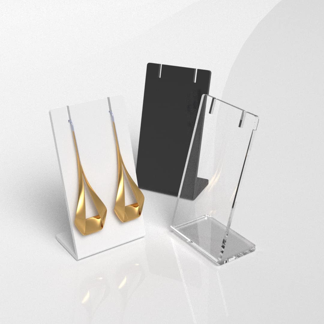 Pendant / Necklace / Earrings Jewellery Display Stand / Acrylic Presenting Rack | PJ-19 (3, Clear)