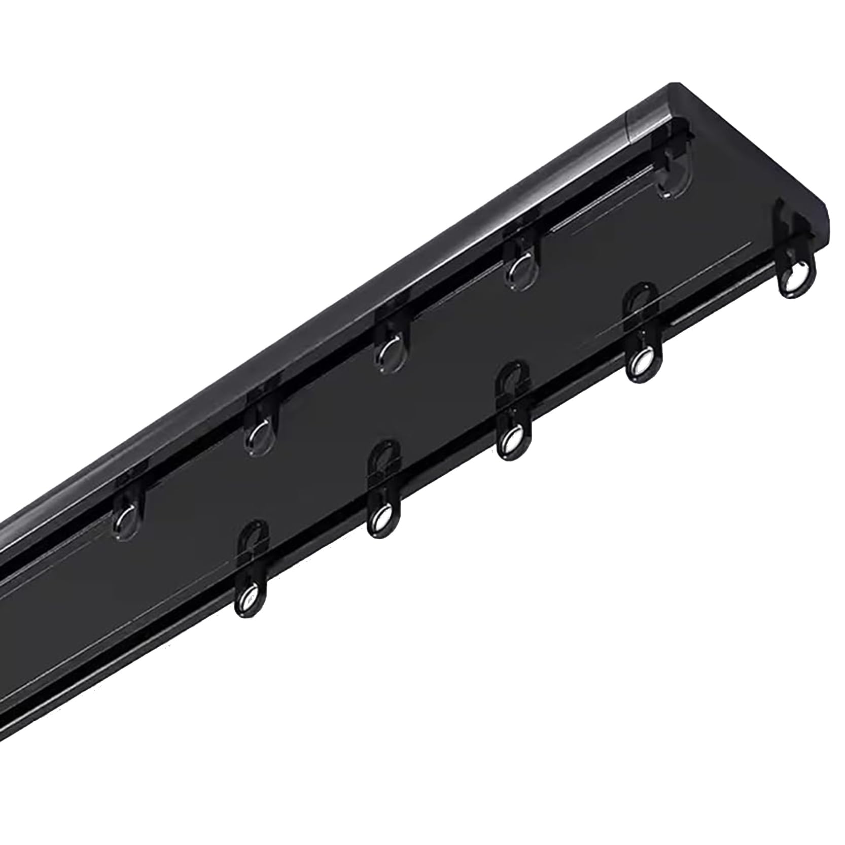 Binario per Tenda Doppio per Finestra, Asta per Tenda da Soffitto con Ganci a Rullo, Asta in Alluminio, Strisce Silenzianti Binario per Tenda, Asta Divisoria per Tendaggi(Size:2.2m/86in,Color:Nero)