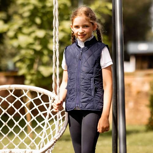 HORZE Kid's Unisex Quilted Softshell Lightweight Windproof Equestrian Riding Vest | Size Chart in Image2