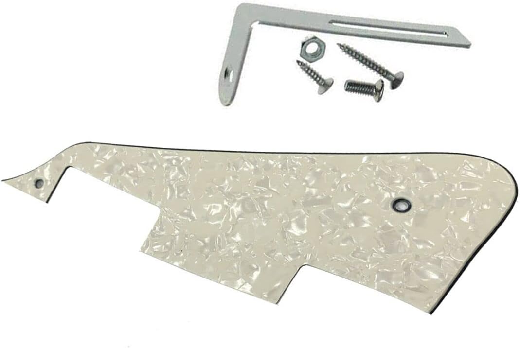 KAISH Aged Pearl LP Guitar Pickguard with Chrome Bracket for Epi Les Paul