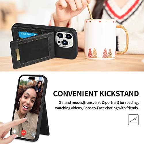 Vofolen for iPhone 14 Pro Max Case Wallet Case with Card Holder Slots PU Leather Wallet Shockproof Protective Case Magnetic Closure Flip Stand Case Cover for iPhone 14 Pro Max Phone Case-Black