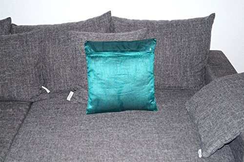 Grün Indische Banarasi Seide Deko Kissenbezüge 40 cm x 40 cm, Extravaganten Elefant Design für Sofa & Bett Dekokissen… – Bild 4