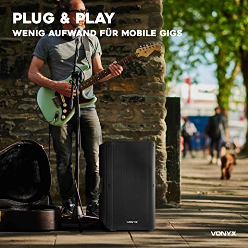 Vonyx VSA500 Partybox 800W Mobile PA Anlage Komplettset, Bluetooth Lautsprecher groß mit Akku, inklusive 2 drahtlosen Mikrofonen, Mobiler Lautsprecher, Box mit Mikrofon, Vereine, Karaoke, Events – Bild 8
